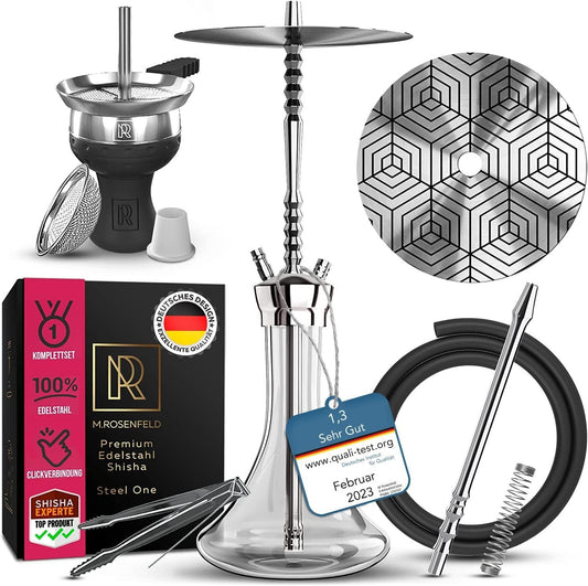 M. Rosenfeld Shisha – Edelstahl Komplettset 67 cm – Steel On – Bild 1