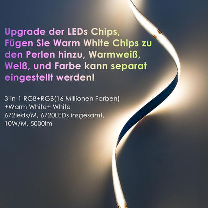 10m Smart COB LED Streifen RGBWW Alexa Google – Bild 3