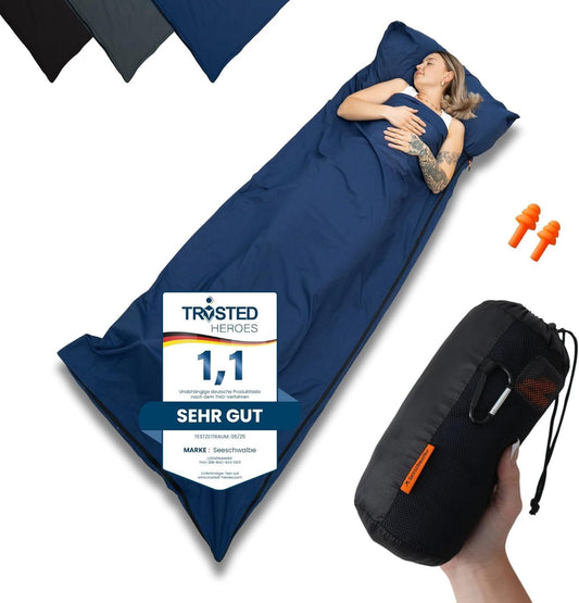 schlafsack Hüttenschlafsack ultraleicht mit Kissenfach – Bild 1