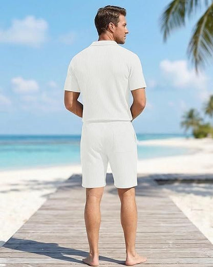 Herren Sommer Set Kurzarm Hemd mit Hose oder Shorts – Bild 3