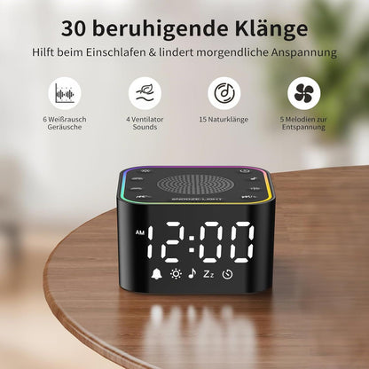 Weißrauschen Maschine mit Wecker & Nachtlicht USB-C – Bild 3