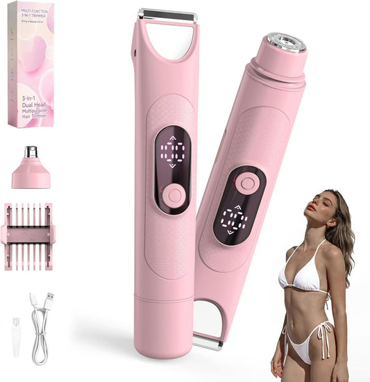 3-in-1 Damenrasierer Intimtrimmer Nass & Trocken Rosa – Bild 1