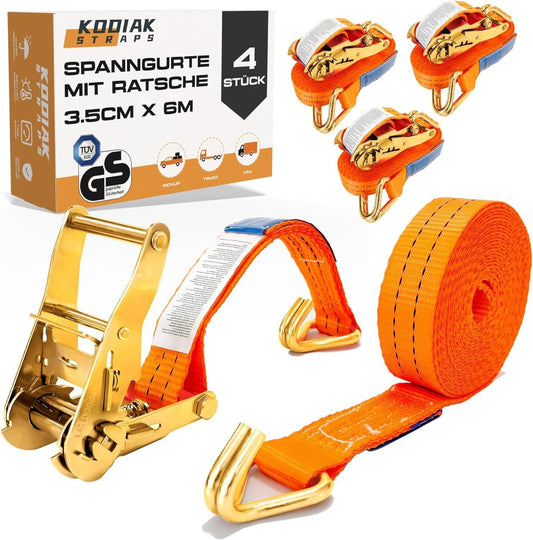 4x Spanngurte mit Ratsche 6 m – 2000 kg TÜV/GS geprüft – Bild 1
