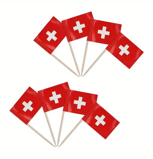 100 Schweizer Fahnen Zahnstocher Deko 1. August🇨🇭 – Bild 1