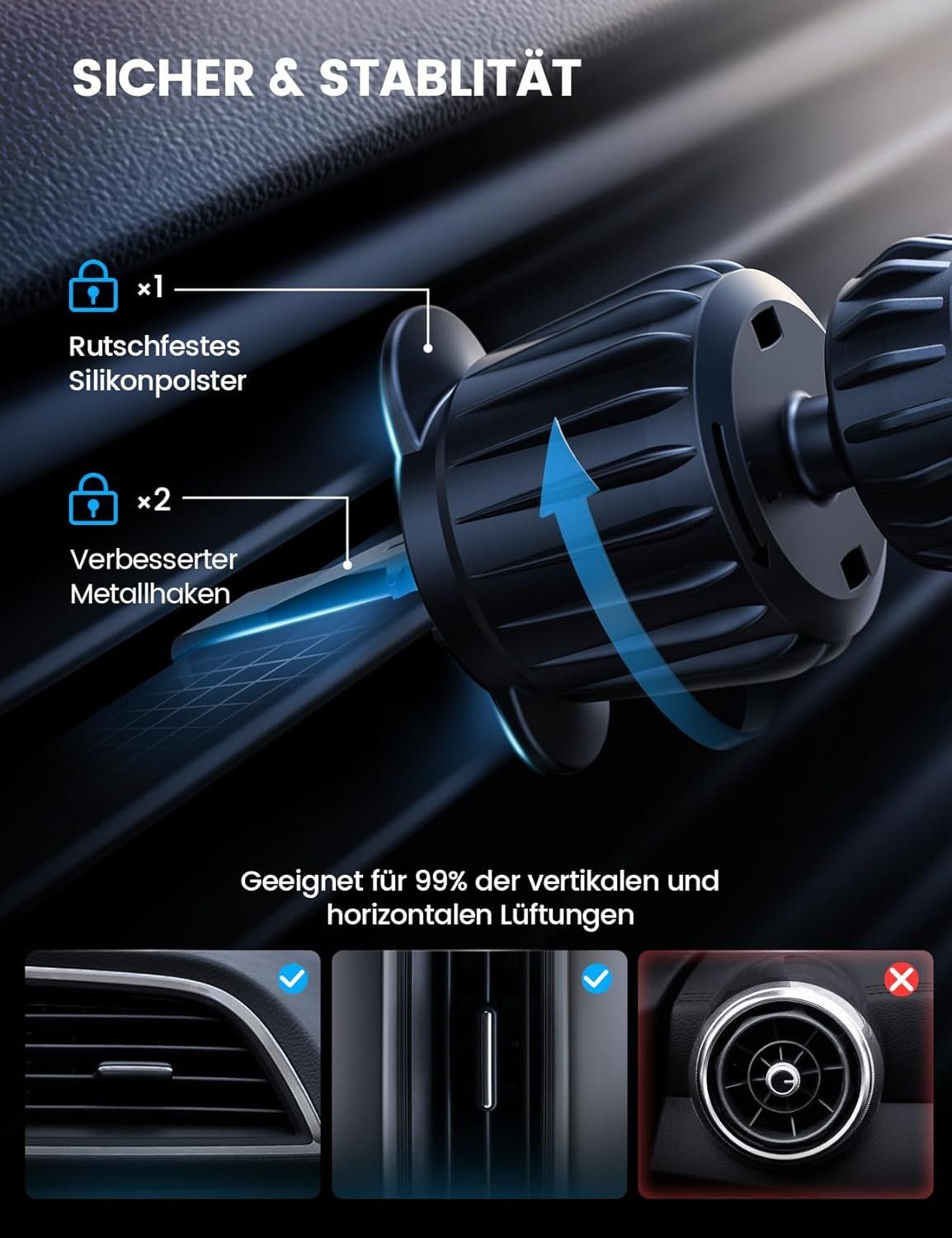 Lamicall Qi2 MagSafe Autohalterung 15W mit Lüfter – Bild 6