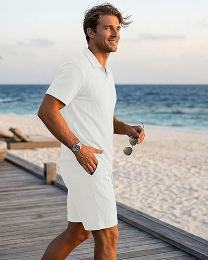 Herren Sommer Set Kurzarm Hemd mit Hose oder Shorts – Bild 4