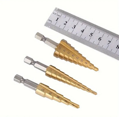 3-tlg. Stufenbohrer Set, HSS-Stahl, – Bild 1