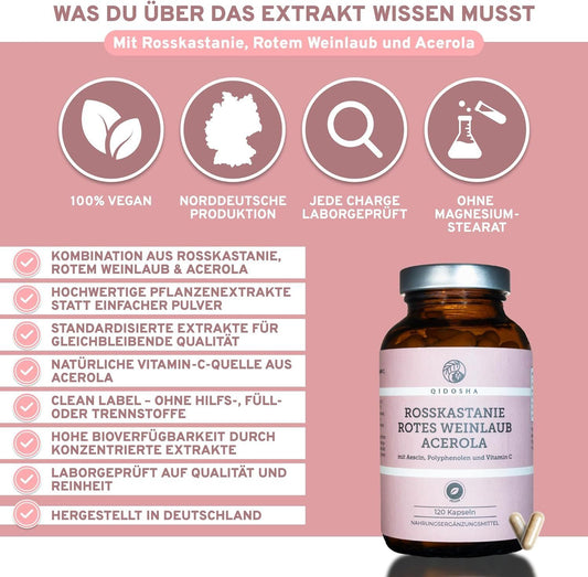 Rosskastanie Weinlaub Acerola Kapseln 120 – Bild 2