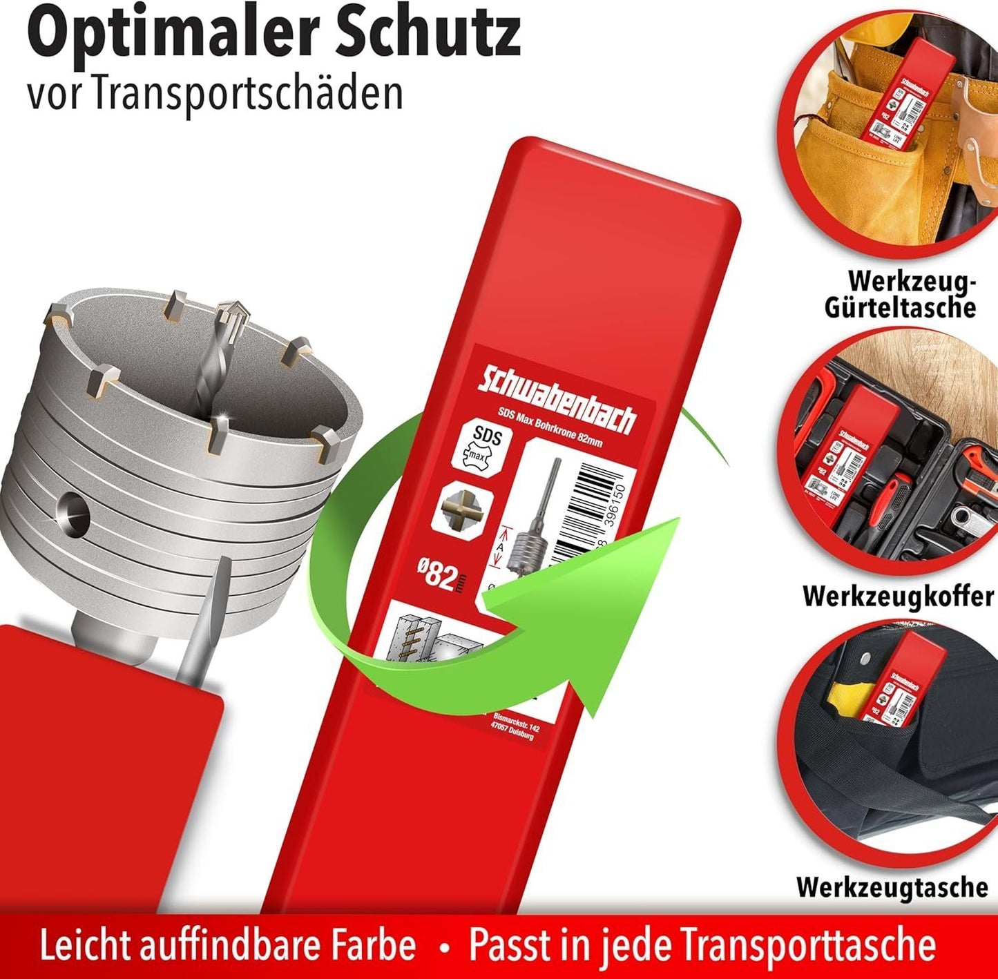 SDS MAX Bohrkrone 82mm Beton Mauerwerk – Bild 6