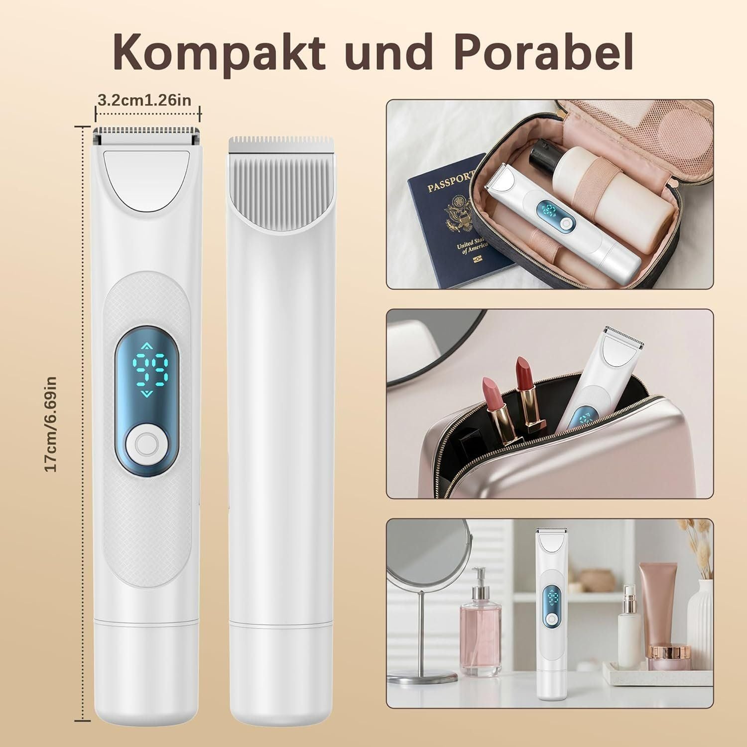 3-in-1 Damenrasierer Intimtrimmer Nass & Trocken Weiss – Bild 7