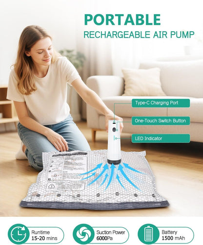 Vakuumbeutel Set 6x mit Akku Pumpe Reise Kleidung – Bild 3