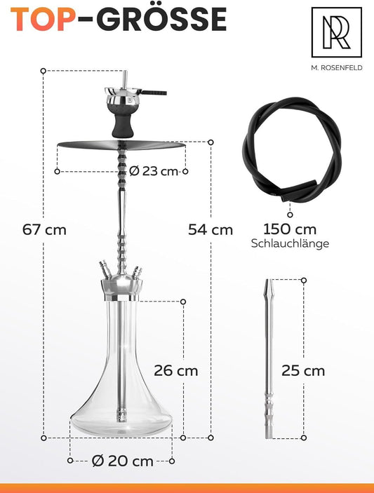 M. Rosenfeld Shisha – Edelstahl Komplettset 67 cm – Steel On – Bild 2
