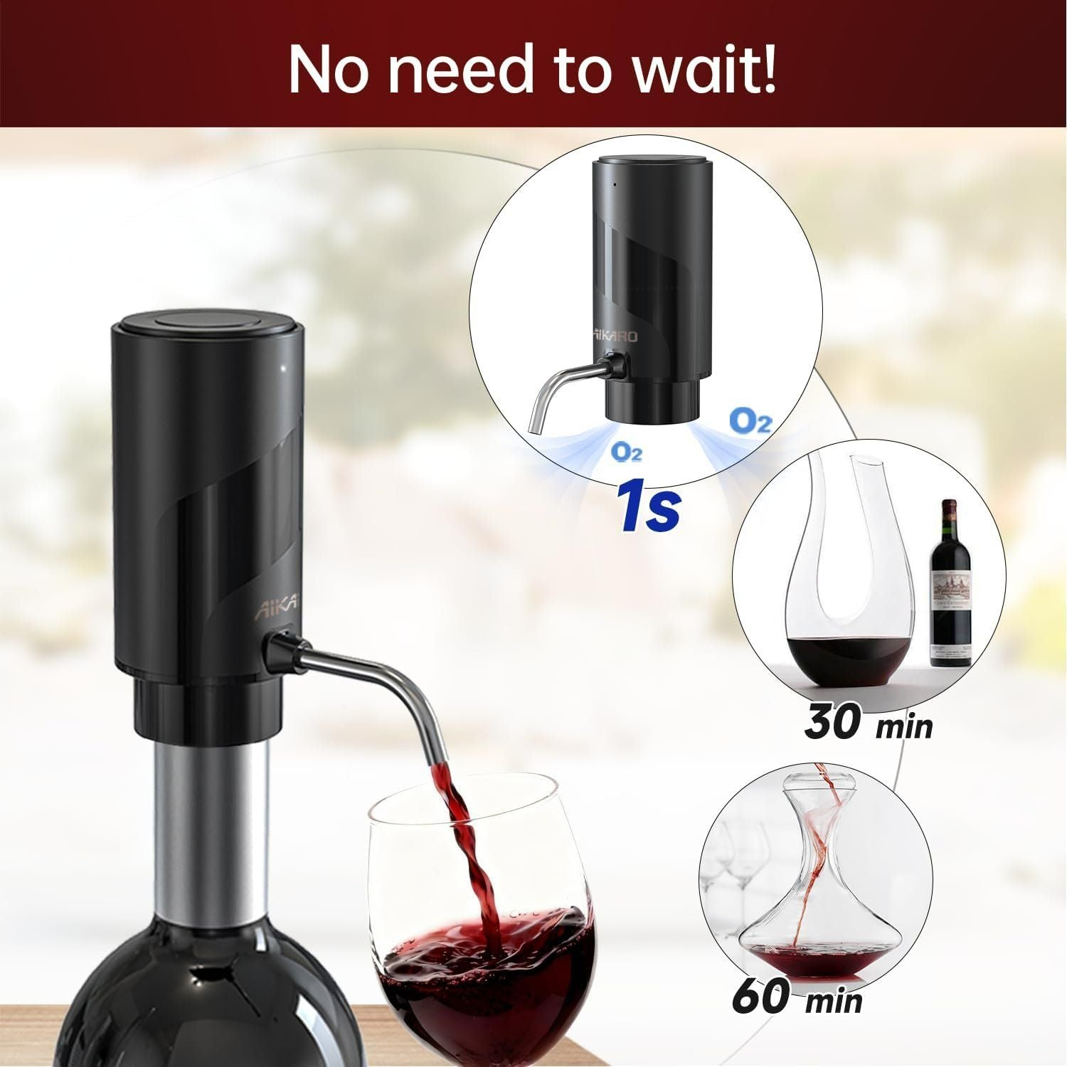 Elektrischer Weinbelüfter USB Wein Ausgießer Dekanter – Bild 5