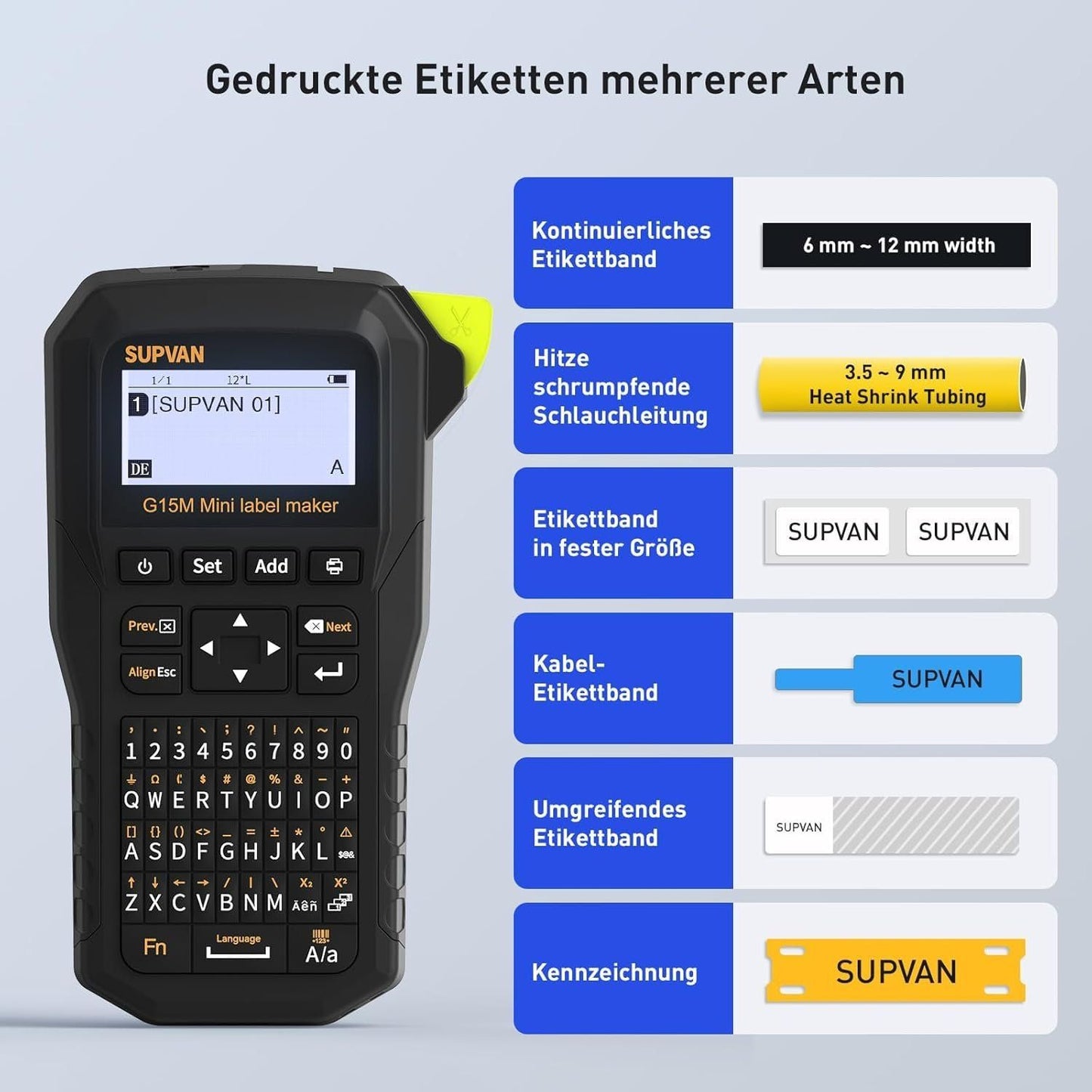 SUPVAN G15M Beschriftungsgerät 4 Rollen – Bild 1