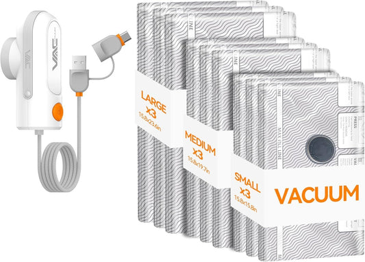 Vakuumbeutel Kleidung 9er Set USB-C Pumpe Reise – Bild 1
