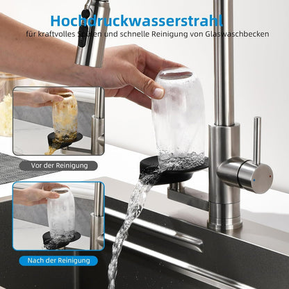 Küchenarmatur mit Glasspüler 360° Edelstahl – Bild 3