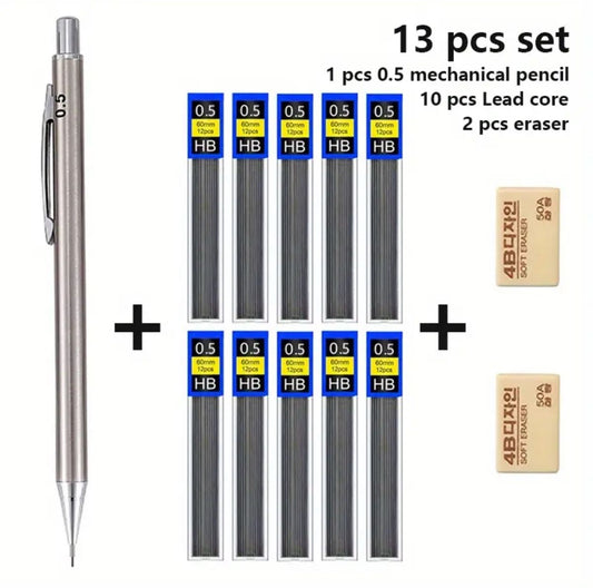 13-tlg. Set: Druckbleistift 0.5mm, Minen & Radiergummi – Bild 1