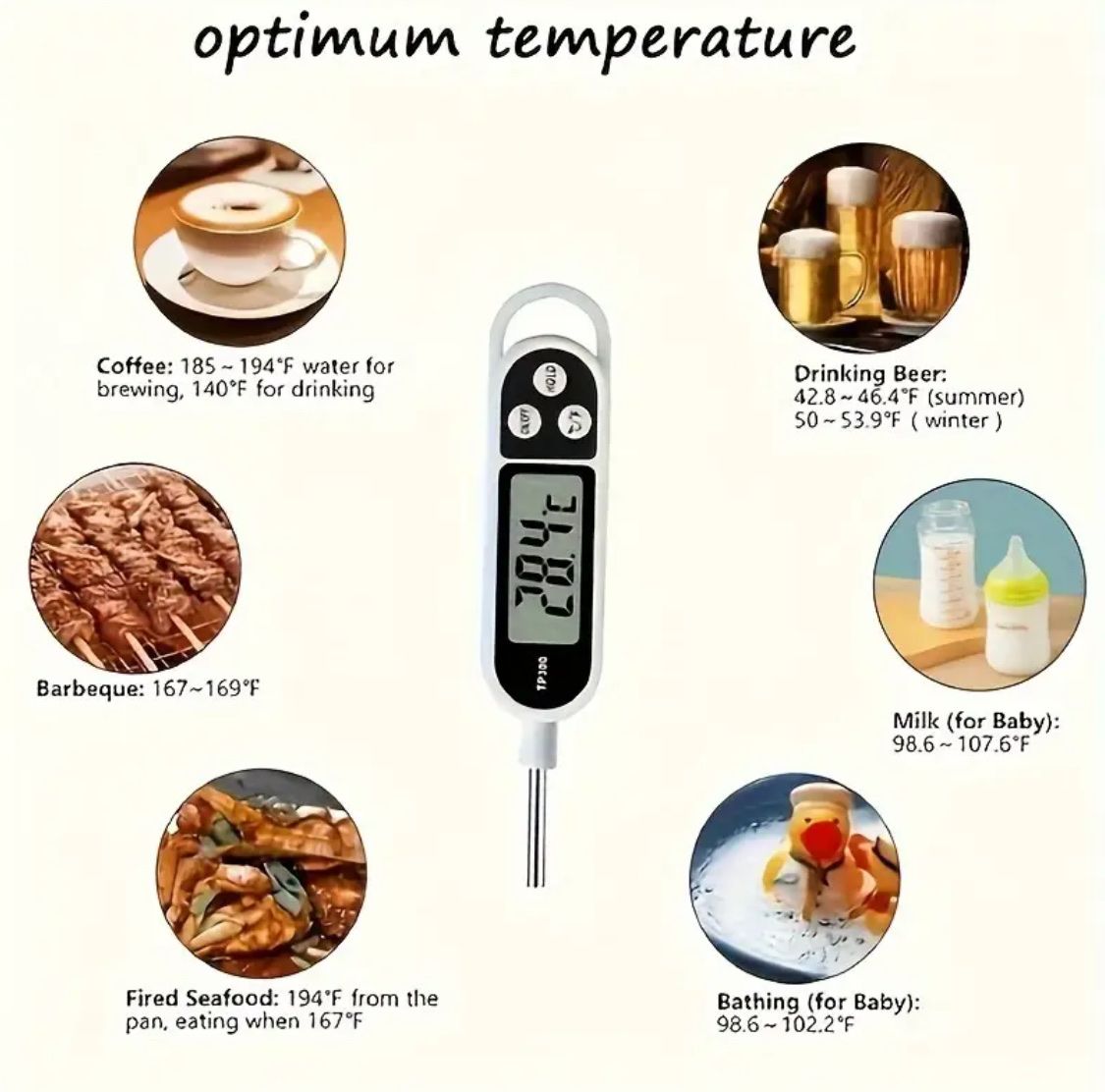 Digitales Grillthermometer Fleischthermometer -50°C +300°C – Bild 2