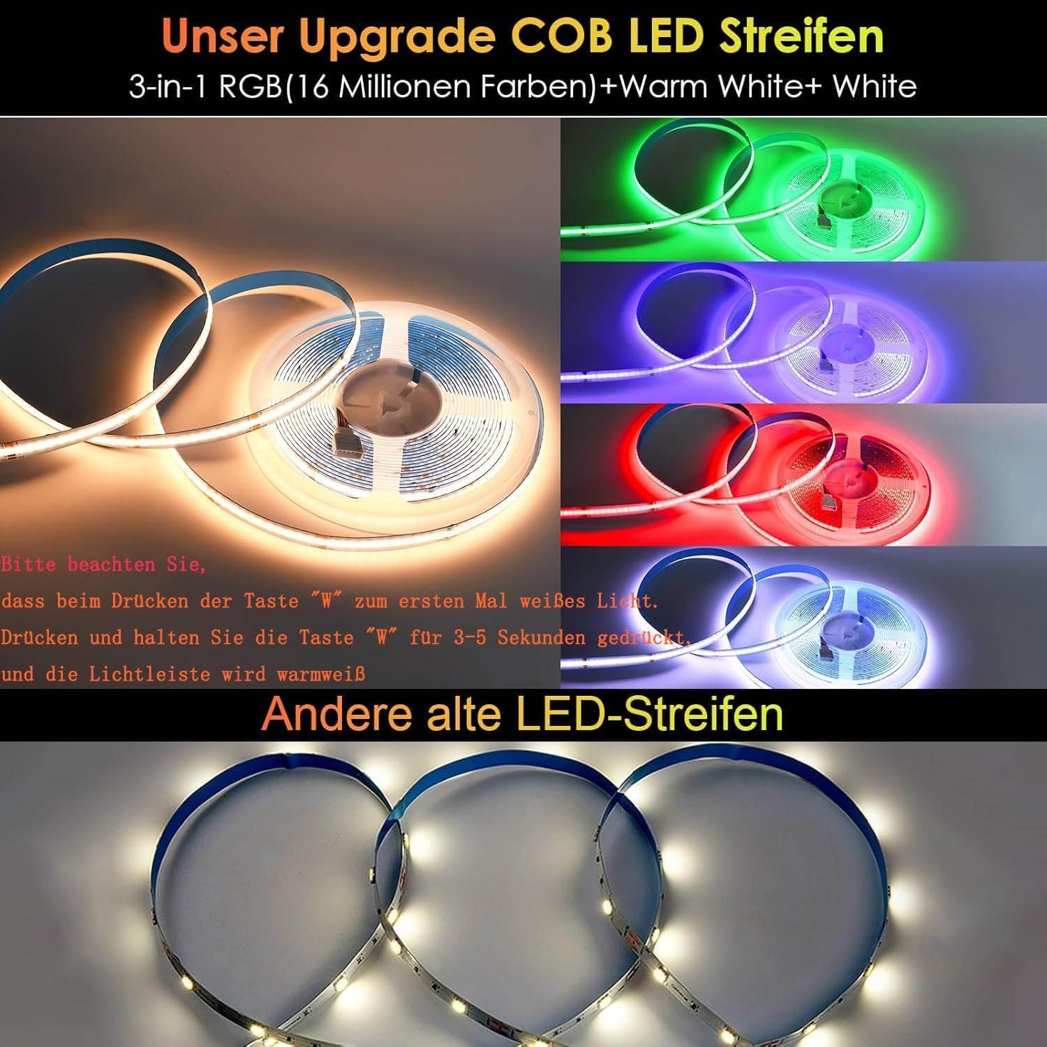 10m Smart COB LED Streifen RGBWW Alexa Google – Bild 2