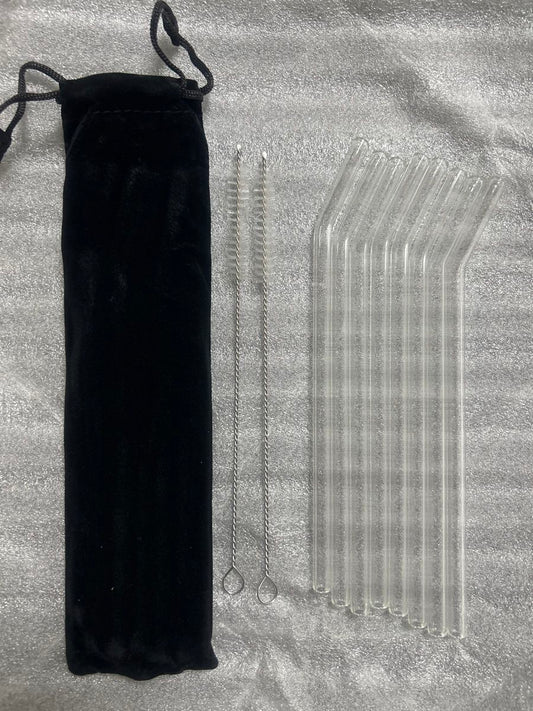 Glasstrohhalme 8er-Set, wiederverwendbar, mit Bürste & Beute – Bild 1