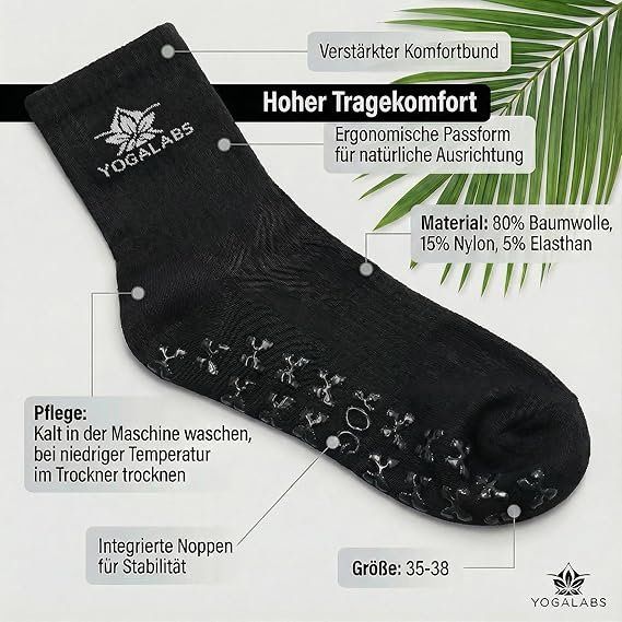 Yoga Socken rutschfest Baumwolle Grip 35-42 – Bild 6