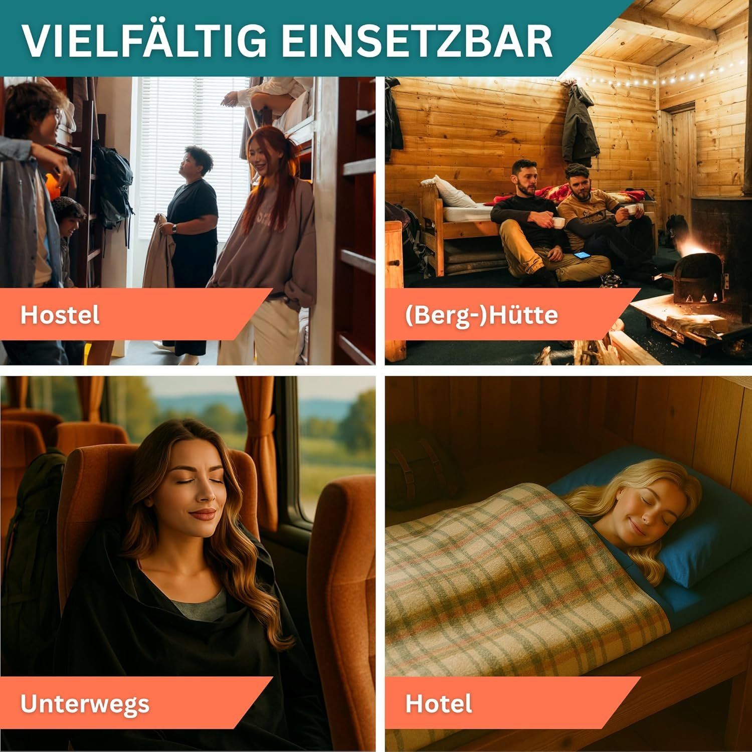 schlafsack Hüttenschlafsack ultraleicht mit Kissenfach – Bild 6
