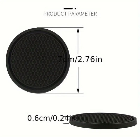 2x Anti-Rutsch Getränkehalter Auto Untersetzer Schwarz 7cm – Bild 2