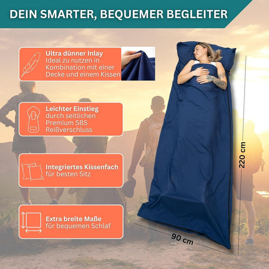 schlafsack Hüttenschlafsack ultraleicht mit Kissenfach – Bild 2