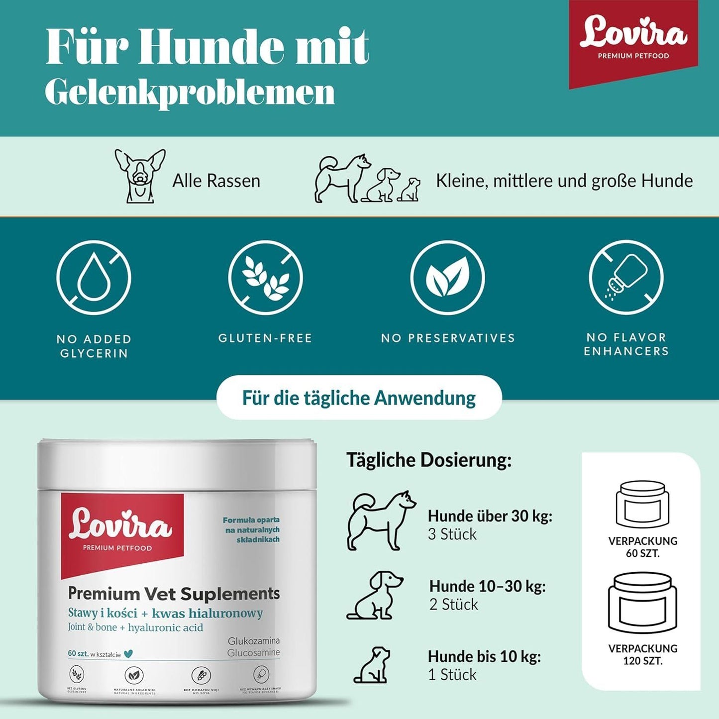 Lovira Gelenk Leckerlis Hund Hyaluron Glucosamin – 180 g – Bild 7