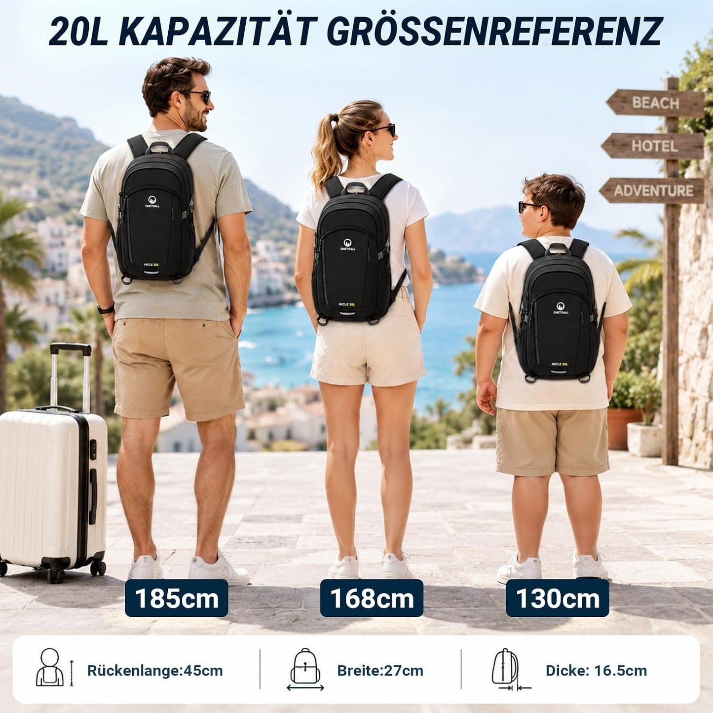 ONETOALL Wanderrucksack 20L mit Regenhülle – Bild 1
