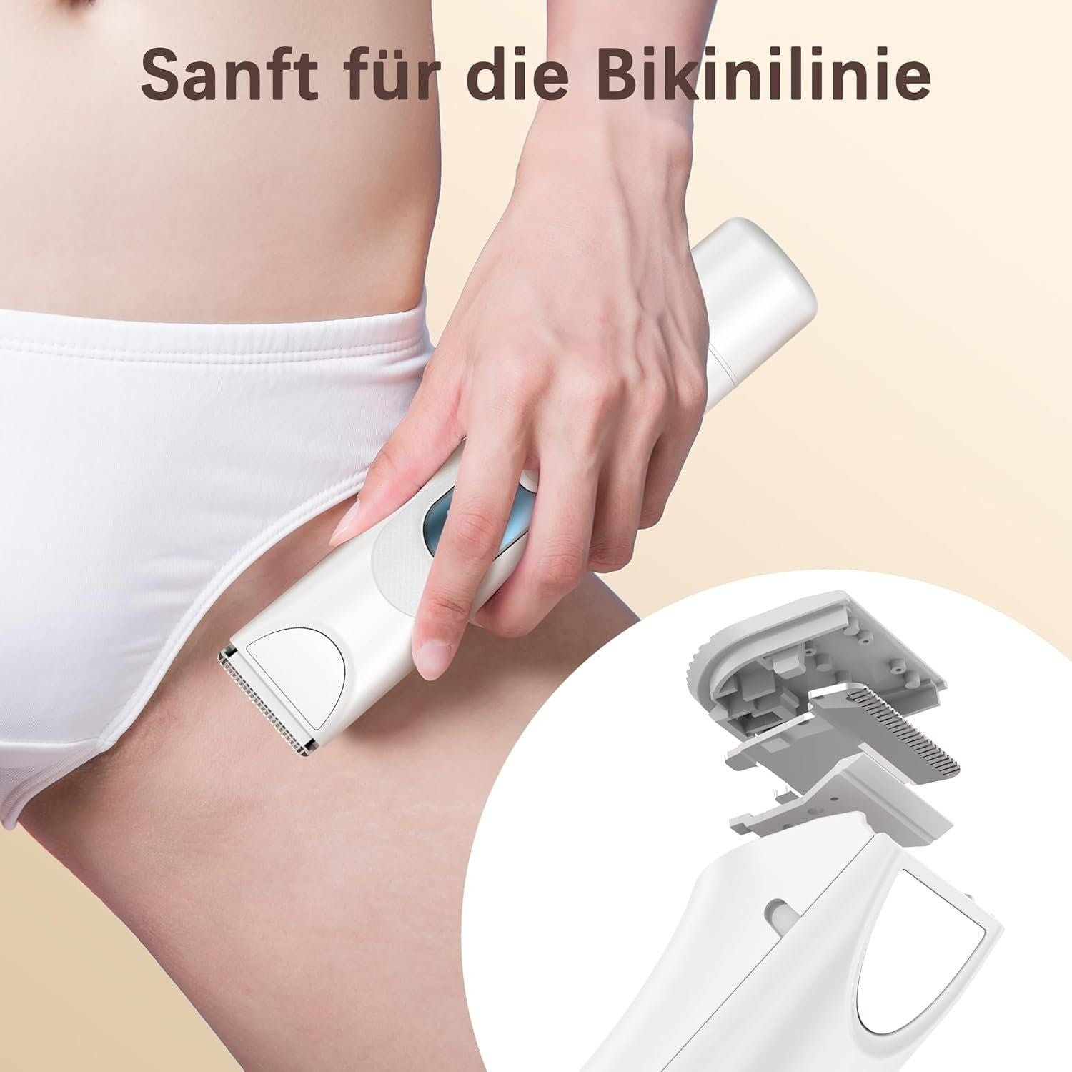 3-in-1 Damenrasierer Intimtrimmer Nass & Trocken Weiss – Bild 6