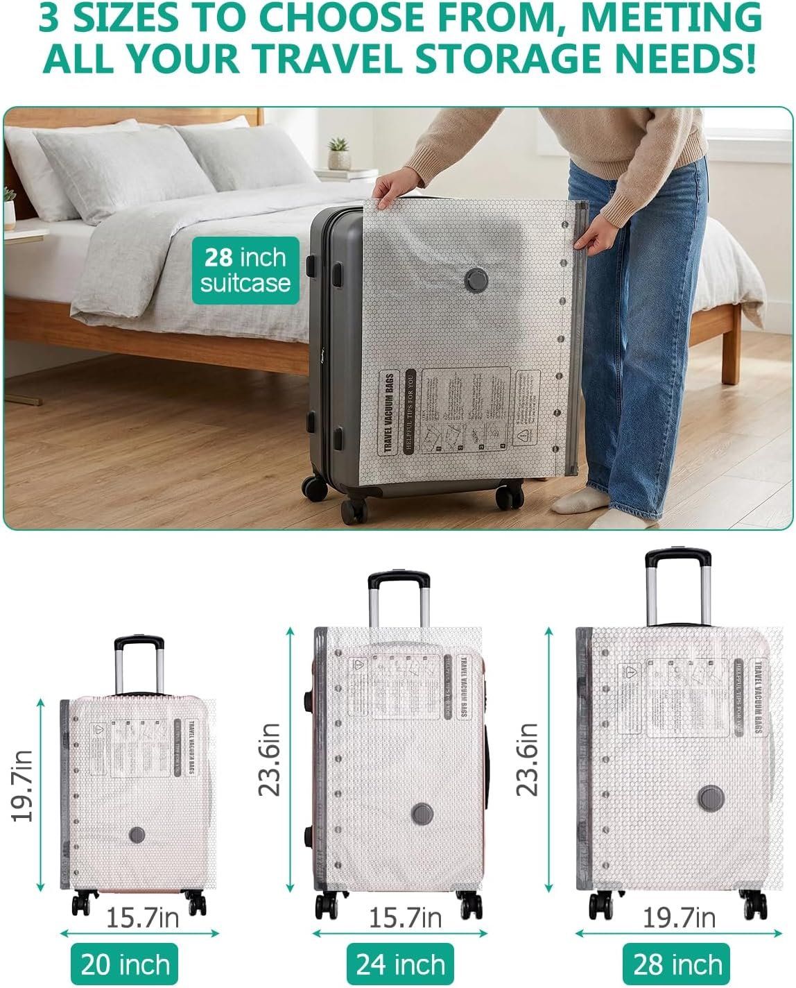 Vakuumbeutel Set 6x mit Akku Pumpe Reise Kleidung – Bild 2