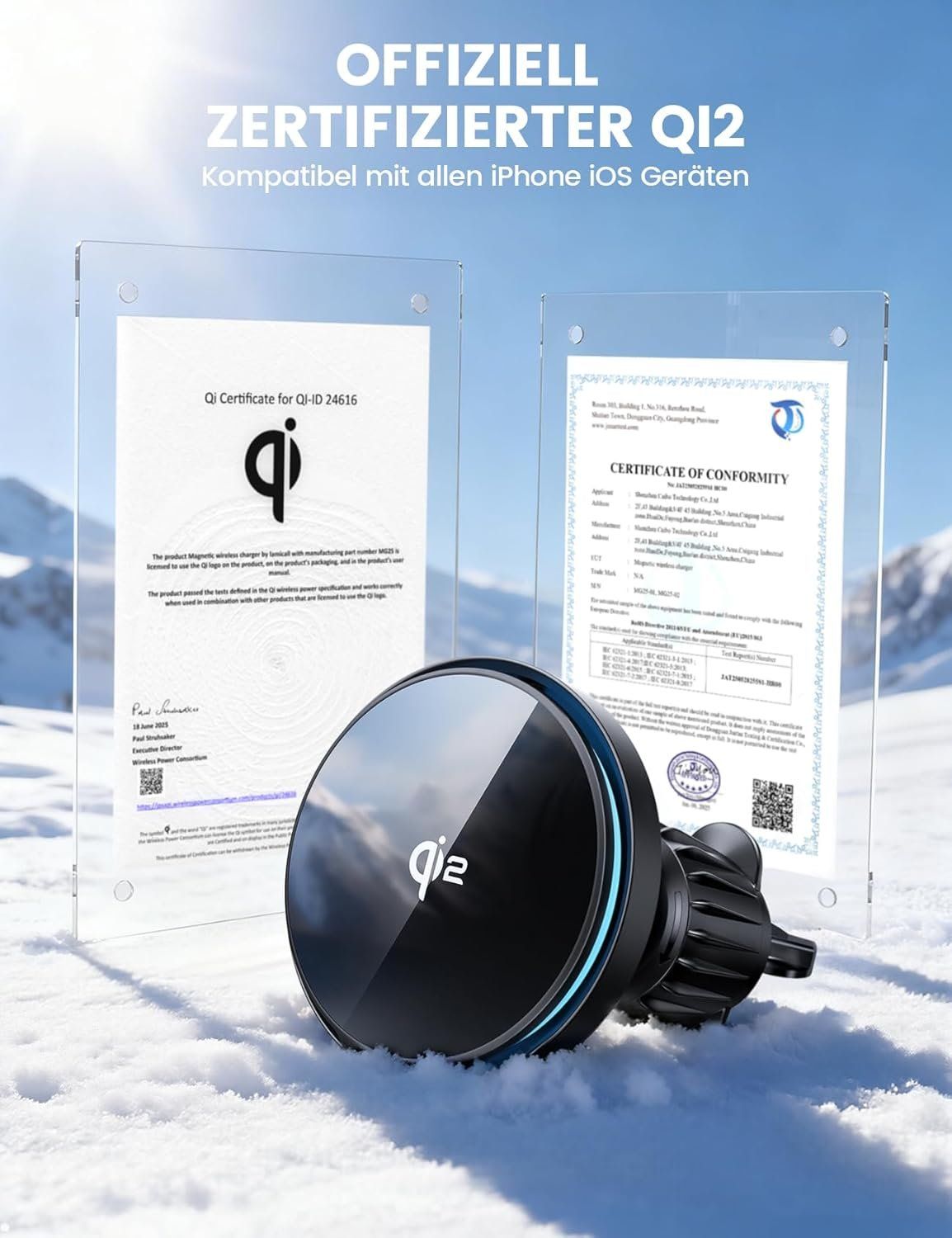 Lamicall Qi2 MagSafe Autohalterung 15W mit Lüfter – Bild 7