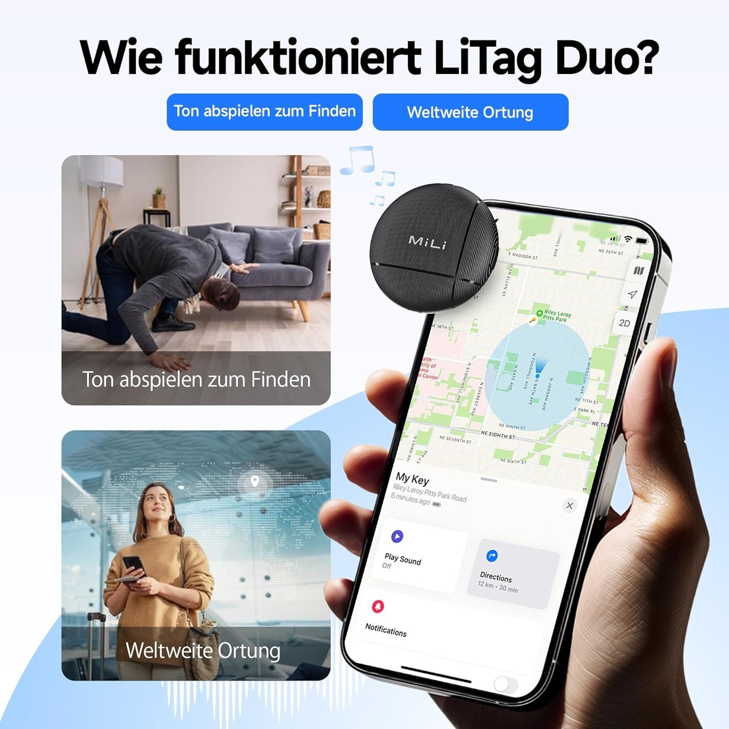 Smart Tracker LiTag Duo Schlüssel Finder – Bild 3