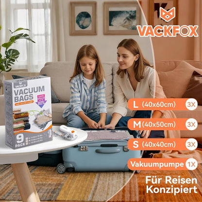 Vakuumbeutel Kleidung 9er Set USB-C Pumpe Reise – Bild 4