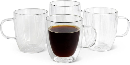 Doppelwandige Glas-Kaffeebecher 4erSet 355 ml hitzebeständig – Bild 1