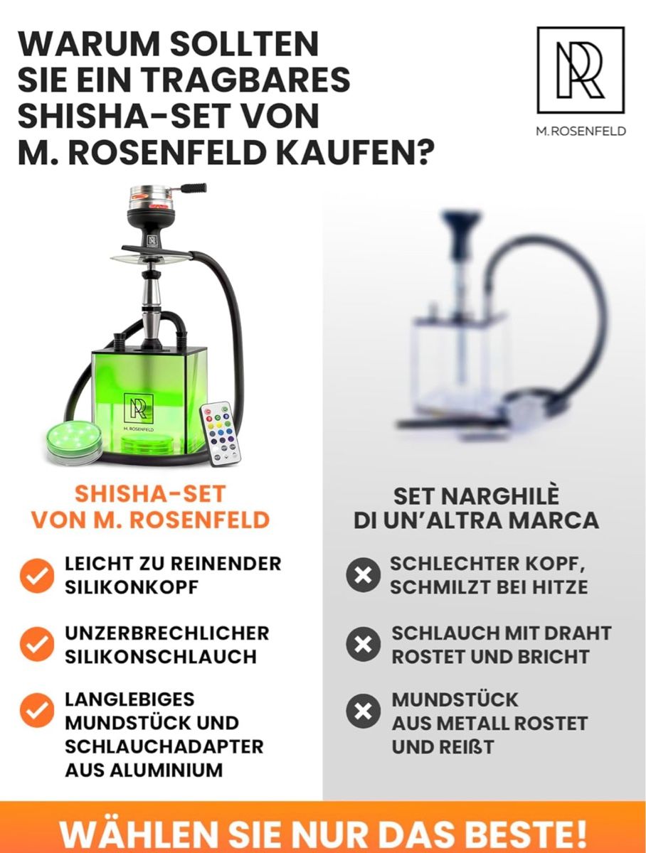 M. Rosenfeld Shisha Set Premium Acryl + HMD + Tasche – Bild 6