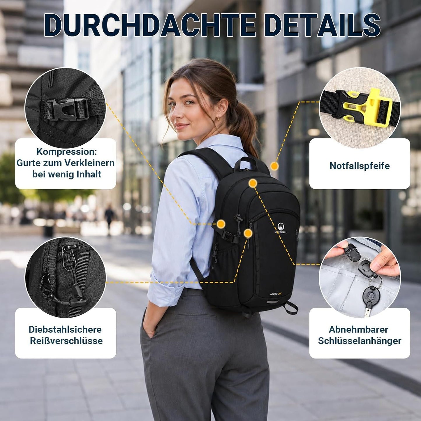 ONETOALL Wanderrucksack 20L mit Regenhülle – Bild 2