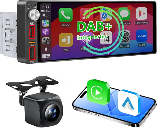 1-DIN Autoradio 6,9 Zoll CarPlay DAB+ Kamera – Bild 1