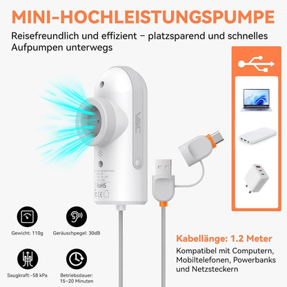 Vakuumbeutel Kleidung 9er Set USB-C Pumpe Reise – Bild 5
