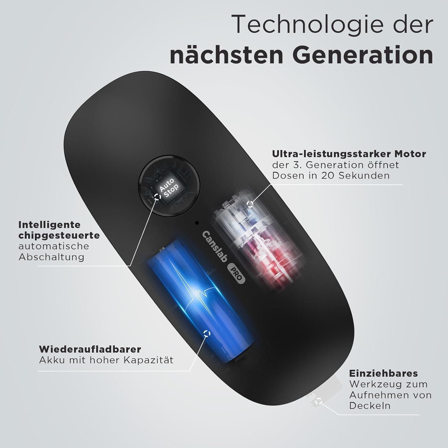 Elektrischer Dosenöffner USB Automatik Schwarz – Bild 3
