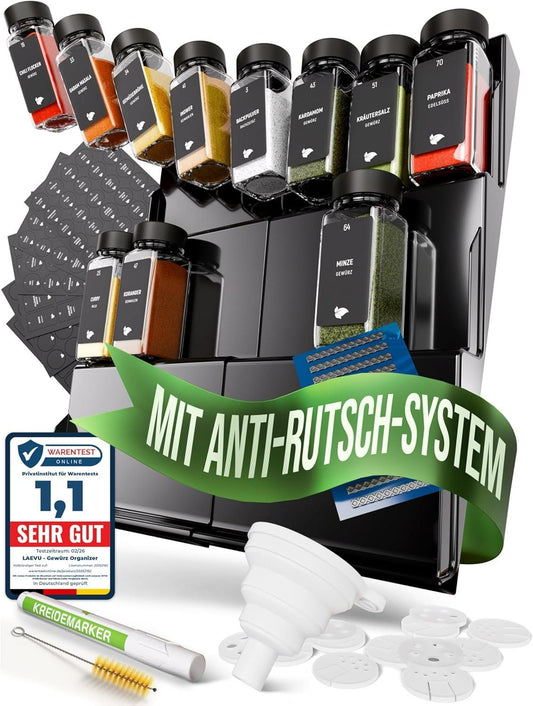Gewürzregal Schublade mit 24 Gläsern Schwarz – Bild 1