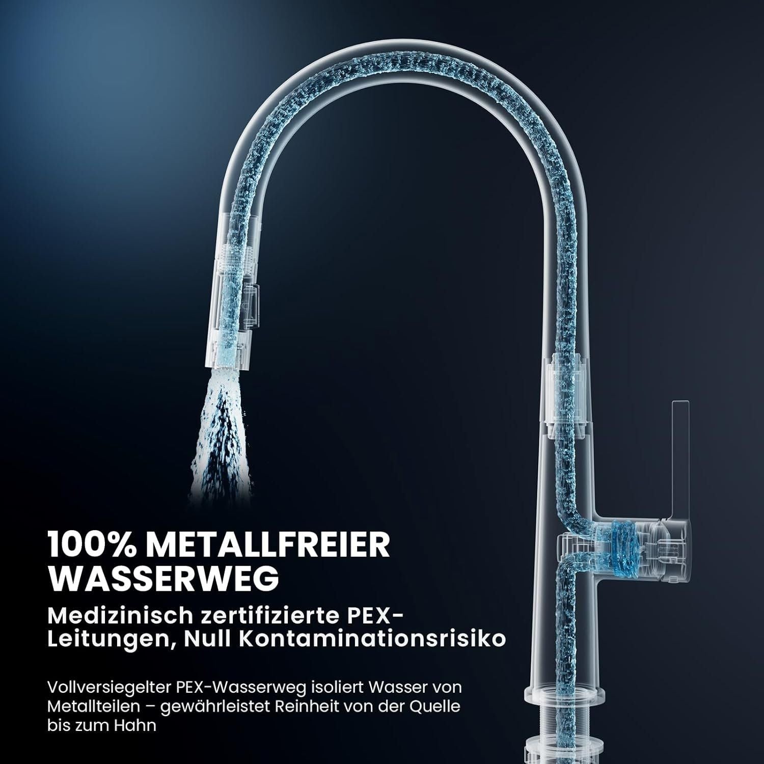 Küchenarmatur Schwarz ausziehbar 360° G3/8 – Bild 6