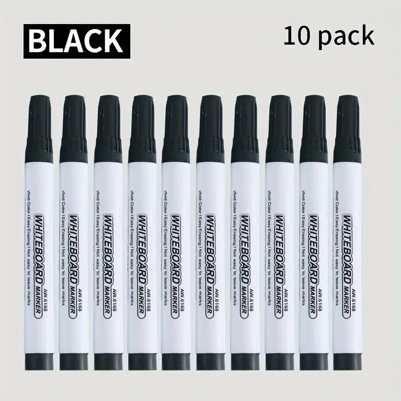 10 schwarze Whiteboard Marker, neu & ungebraucht – Bild 1