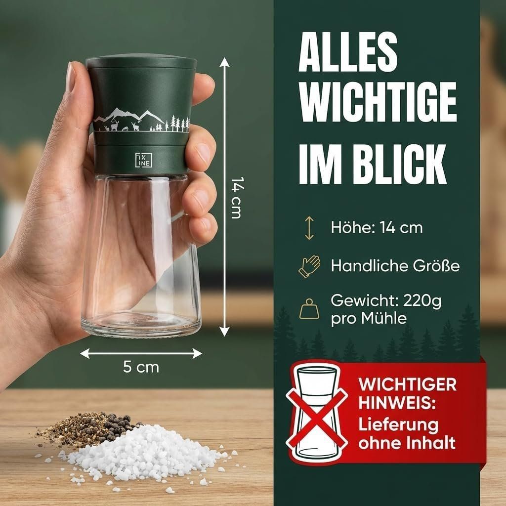 Gewürzmühlen Set Salz Pfeffer Keramik Edelstahl – Bild 3