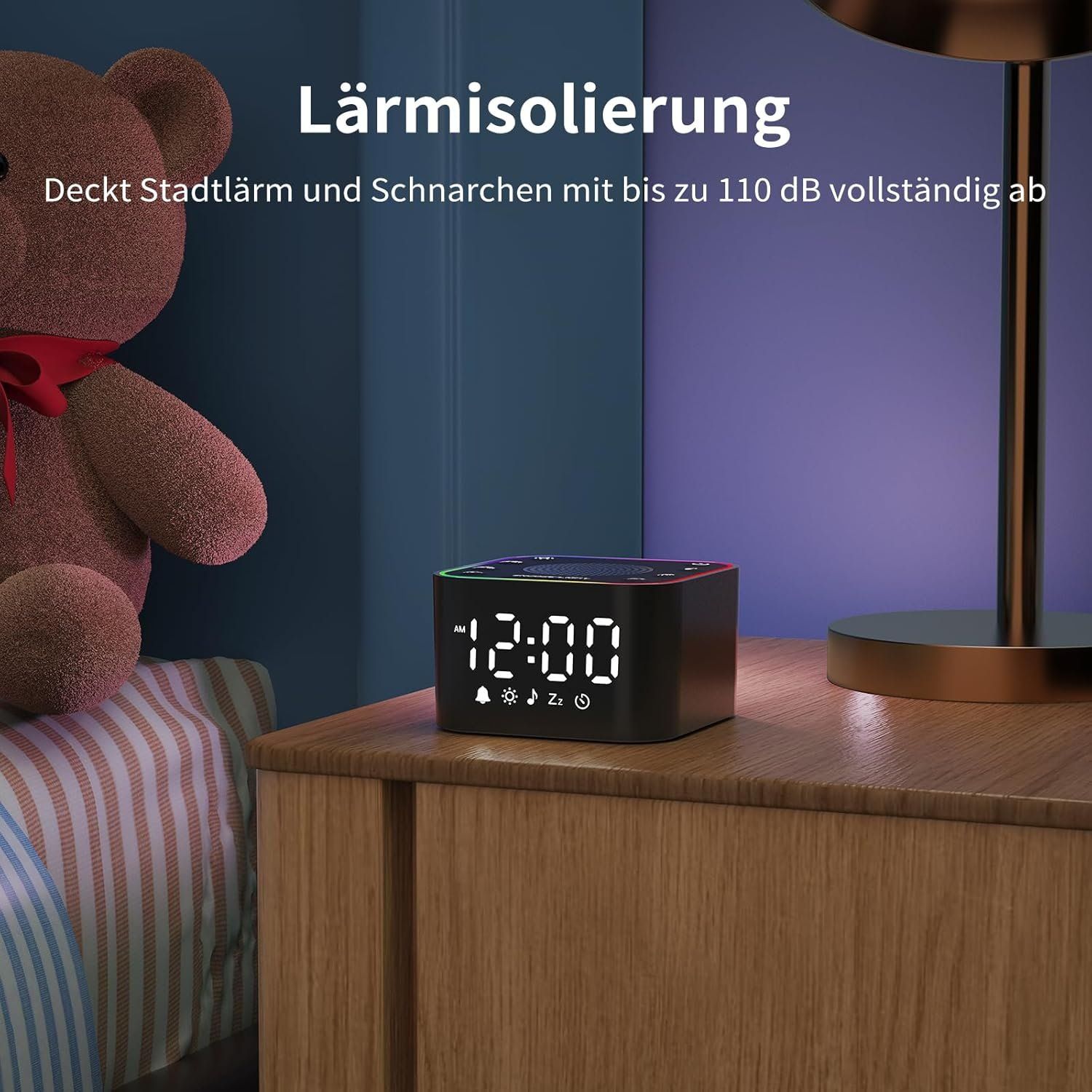 Weißrauschen Maschine mit Wecker & Nachtlicht USB-C – Bild 6