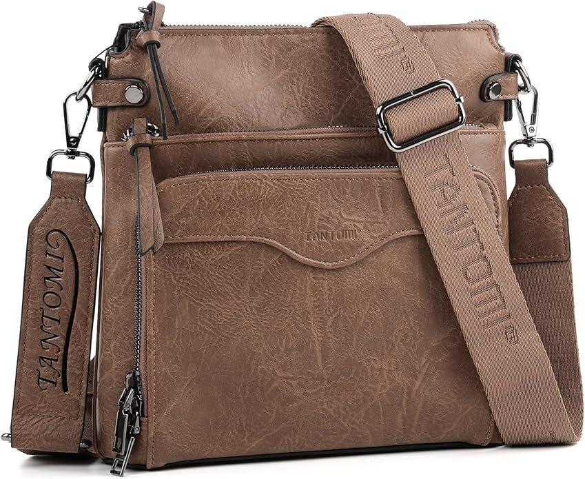 Damen Umhängetasche Vegan Leder Dunkelbraun TANTOMI