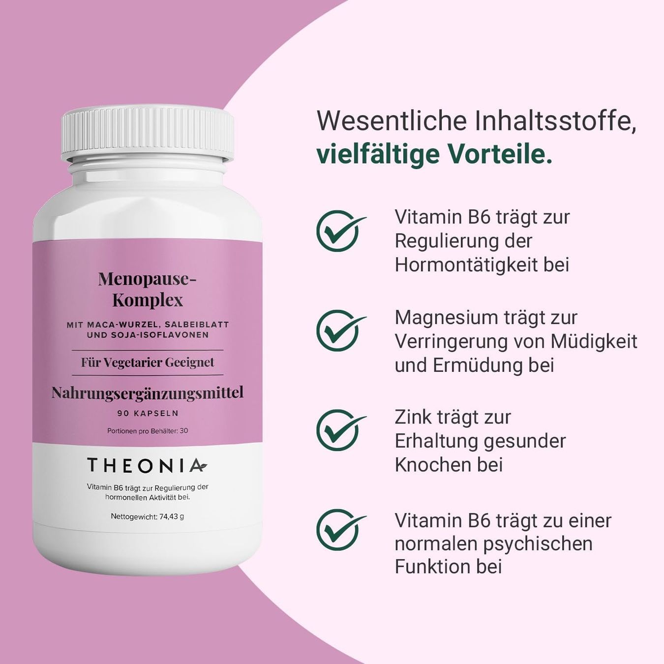 Theonia Menopause Komplex B6 Magnesium Zink 60 Kapseln