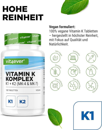 Vitamin K Komplex K1 K2 MK4 MK7 180 Tabletten