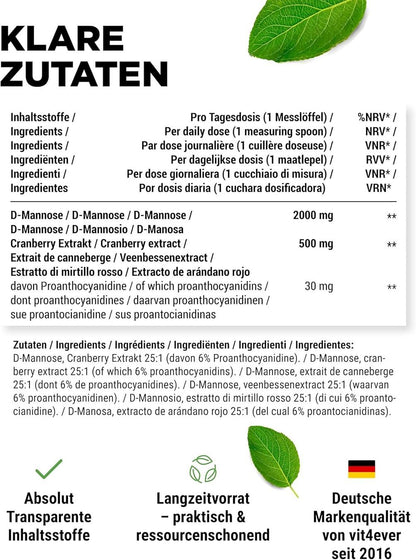 Vit4ever D-Mannose Cranberry Pulver 300g